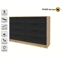 Kомод Тренд КТ-К157 (Дуб золотой ЛДСП/ Черный ЛМДФ) Ш1565 В1020 Г451